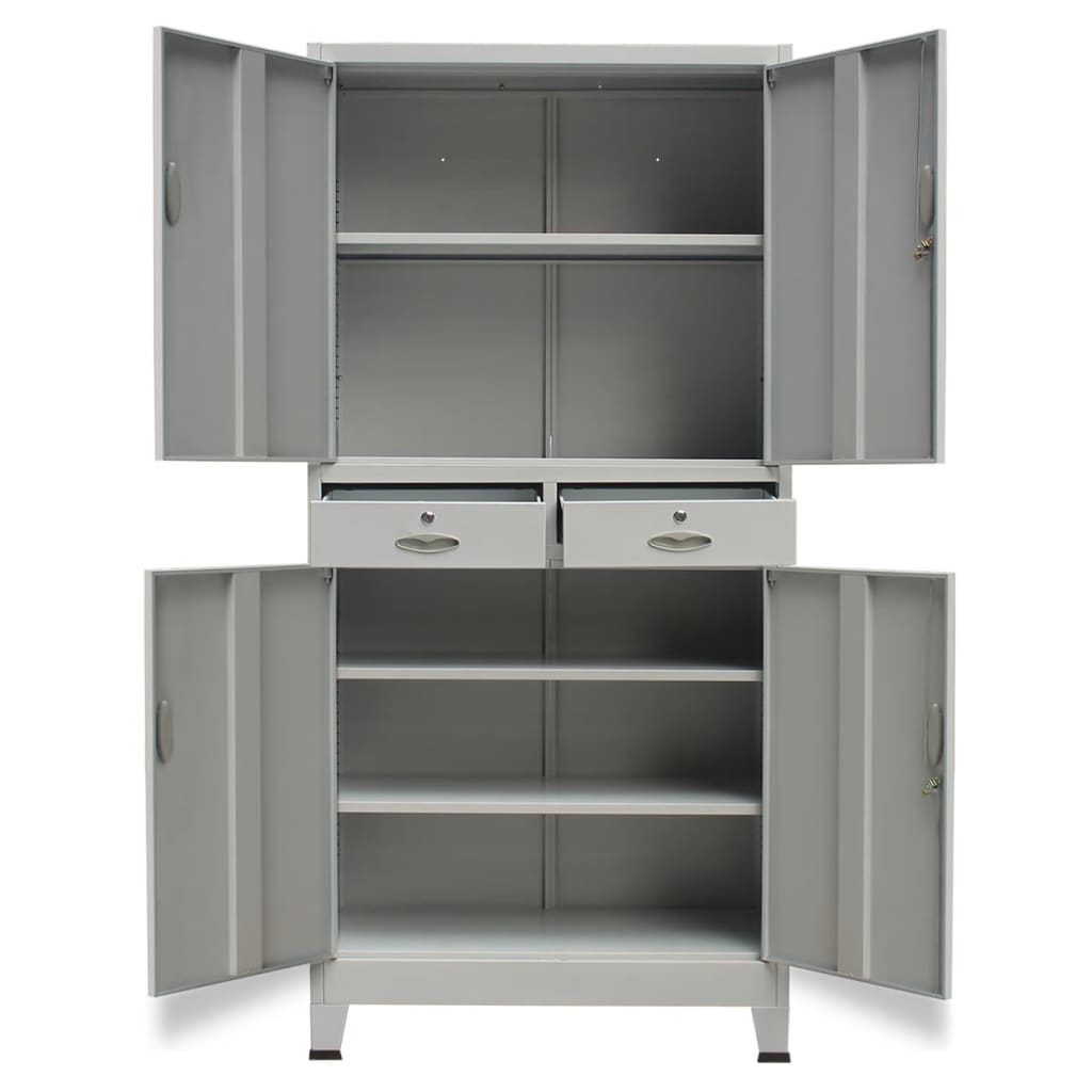 vidaXL Office Cabinet File Cabinet Filing Cabinet with 2 Doors Steel Gray-10