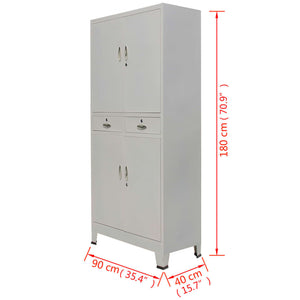 vidaXL Office Cabinet File Cabinet Filing Cabinet with 2 Doors Steel Gray-4