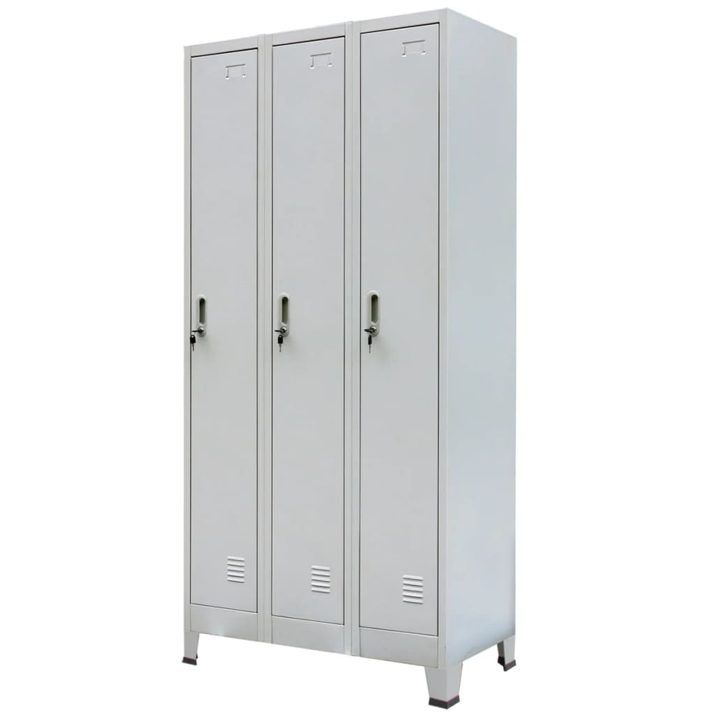 vidaXL Locker Cabinet with 3 Compartments Steel 35.4"x17.7"x70.9" Gray-1