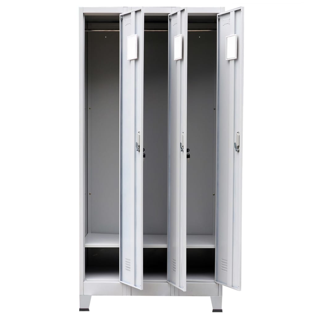 vidaXL Locker Cabinet with 3 Compartments Steel 35.4"x17.7"x70.9" Gray-10