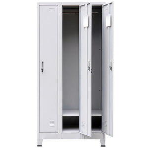 vidaXL Locker Cabinet with 3 Compartments Steel 35.4"x17.7"x70.9" Gray-13