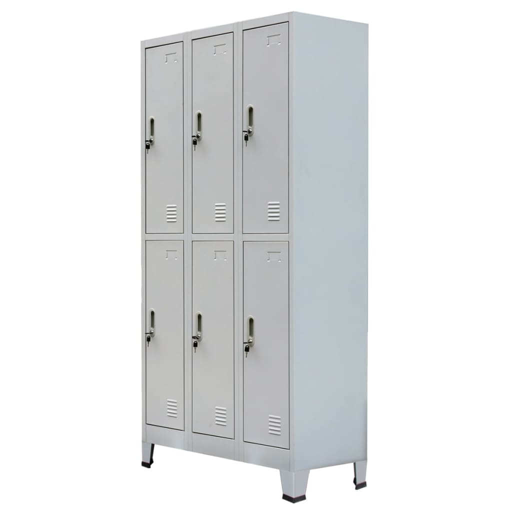 vidaXL Locker Cabinet with 3 Compartments Steel 35.4"x17.7"x70.9" Gray-19