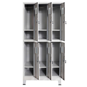 vidaXL Locker Cabinet with 3 Compartments Steel 35.4"x17.7"x70.9" Gray-26