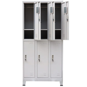 vidaXL Locker Cabinet with 3 Compartments Steel 35.4"x17.7"x70.9" Gray-5