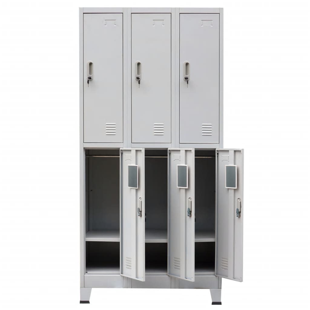 vidaXL Locker Cabinet with 3 Compartments Steel 35.4"x17.7"x70.9" Gray-3