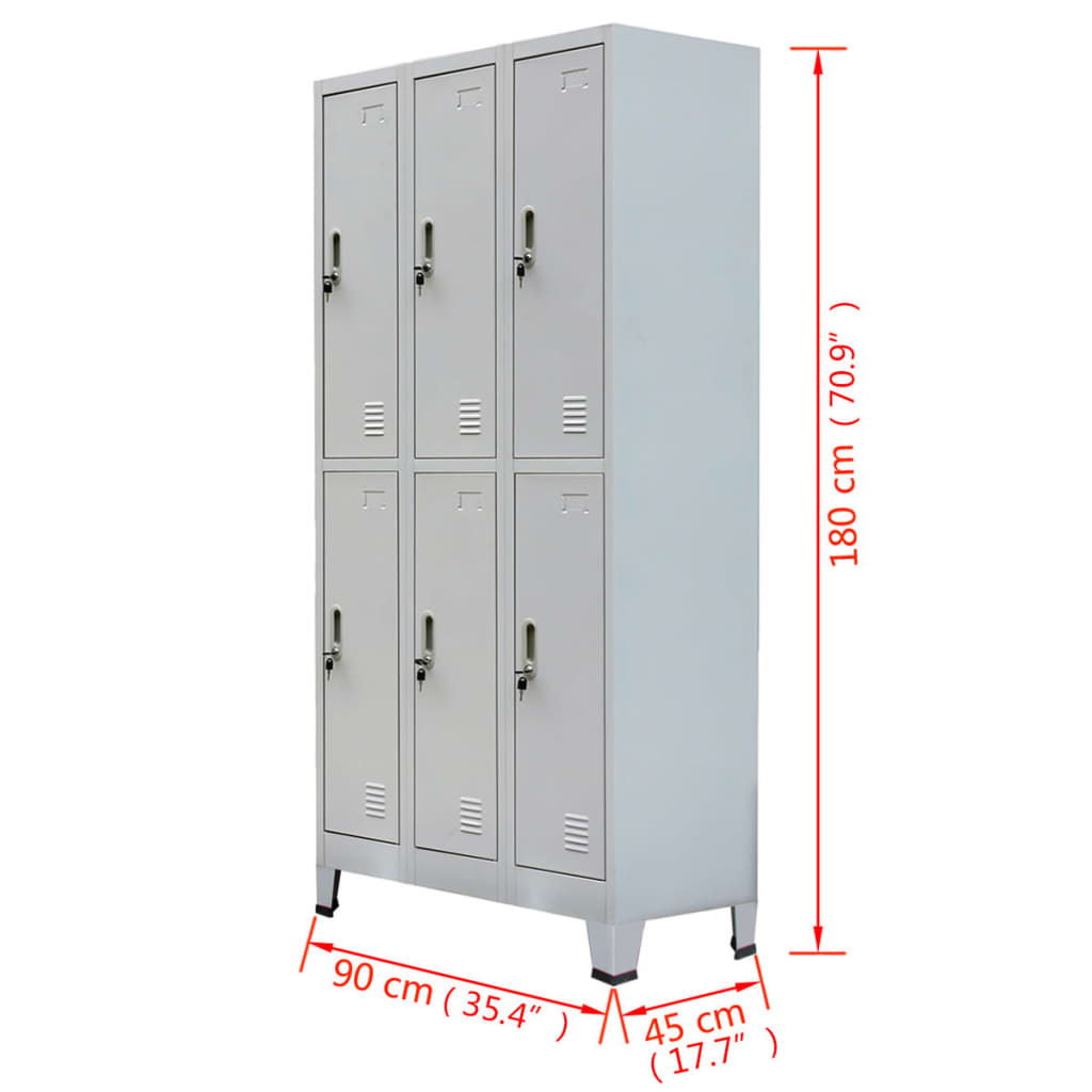 vidaXL Locker Cabinet with 3 Compartments Steel 35.4"x17.7"x70.9" Gray-9