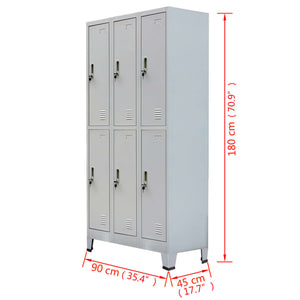 vidaXL Locker Cabinet with 3 Compartments Steel 35.4"x17.7"x70.9" Gray-9