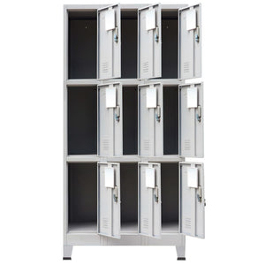 vidaXL Locker Cabinet with 3 Compartments Steel 35.4"x17.7"x70.9" Gray-14