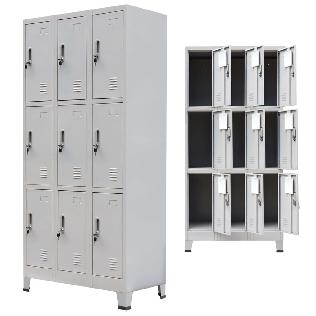 vidaXL Locker Cabinet with 3 Compartments Steel 35.4"x17.7"x70.9" Gray-17