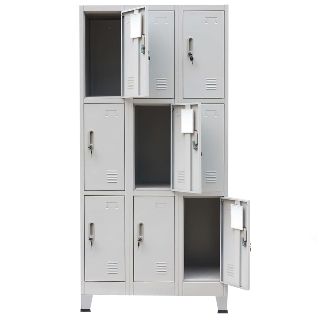 vidaXL Locker Cabinet with 3 Compartments Steel 35.4"x17.7"x70.9" Gray-20