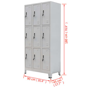 vidaXL Locker Cabinet with 3 Compartments Steel 35.4"x17.7"x70.9" Gray-15