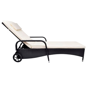 vidaXL Patio Lounge Chair Outdoor Sunlounger Sunbed with Cushion Poly Rattan-1