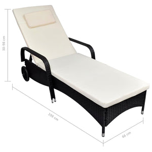 vidaXL Patio Lounge Chair Outdoor Sunlounger Sunbed with Cushion Poly Rattan-6