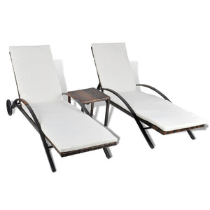 vidaXL Patio Lounge Chairs Outdoor Sunloungers Backyard Sunbeds Poly Rattan-4