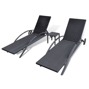 vidaXL Patio Lounge Chairs Outdoor Sunloungers Backyard Sunbeds Poly Rattan-5