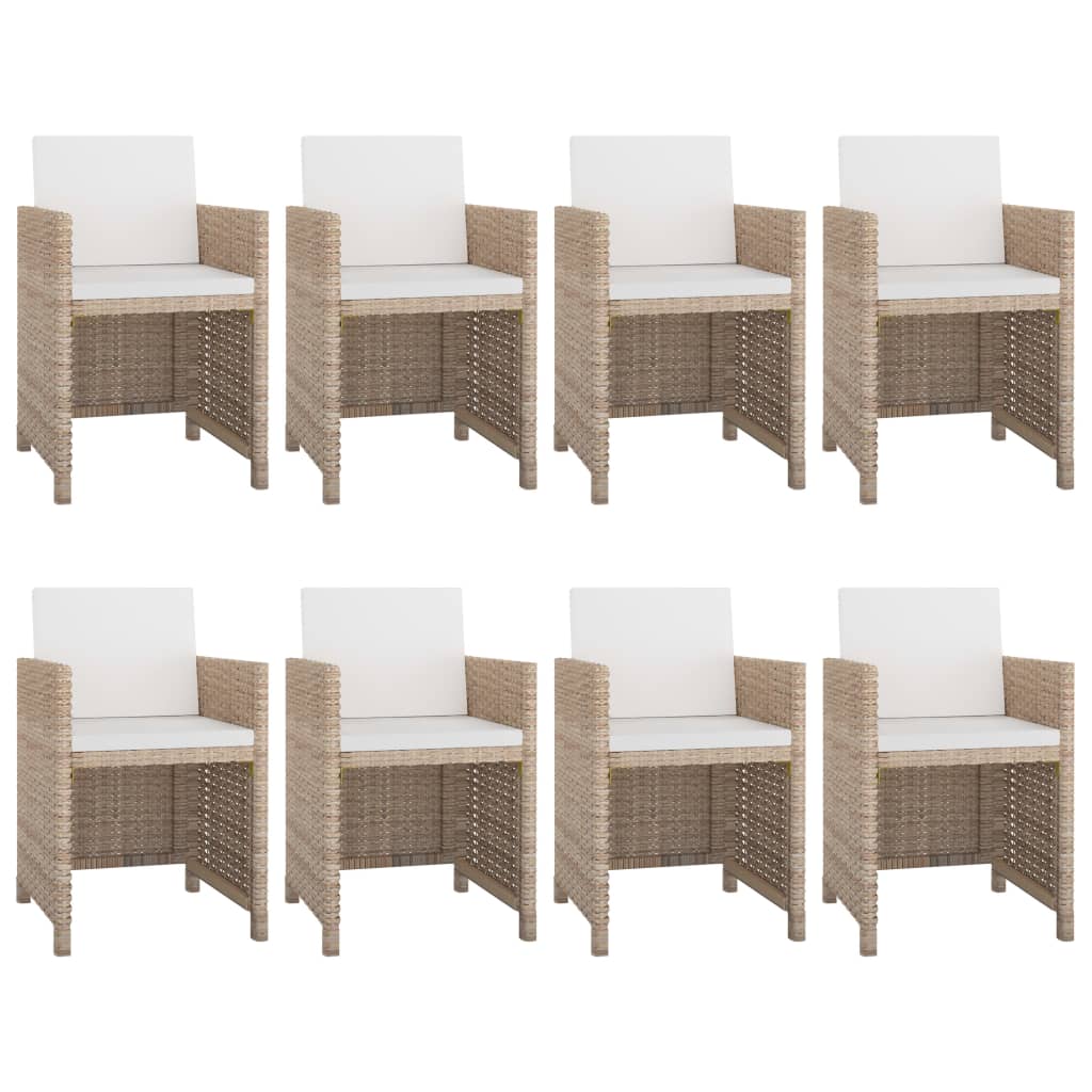 vidaXL Patio Dining Set 9 Piece Conversation Set with Cushions Poly Rattan-4