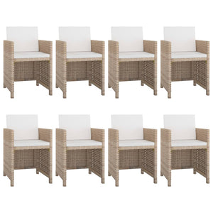 vidaXL Patio Dining Set 9 Piece Conversation Set with Cushions Poly Rattan-4