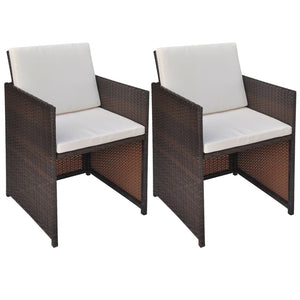 vidaXL Patio Chairs 2 Pcs for Garden with Cushions and Pillows Poly Rattan-17