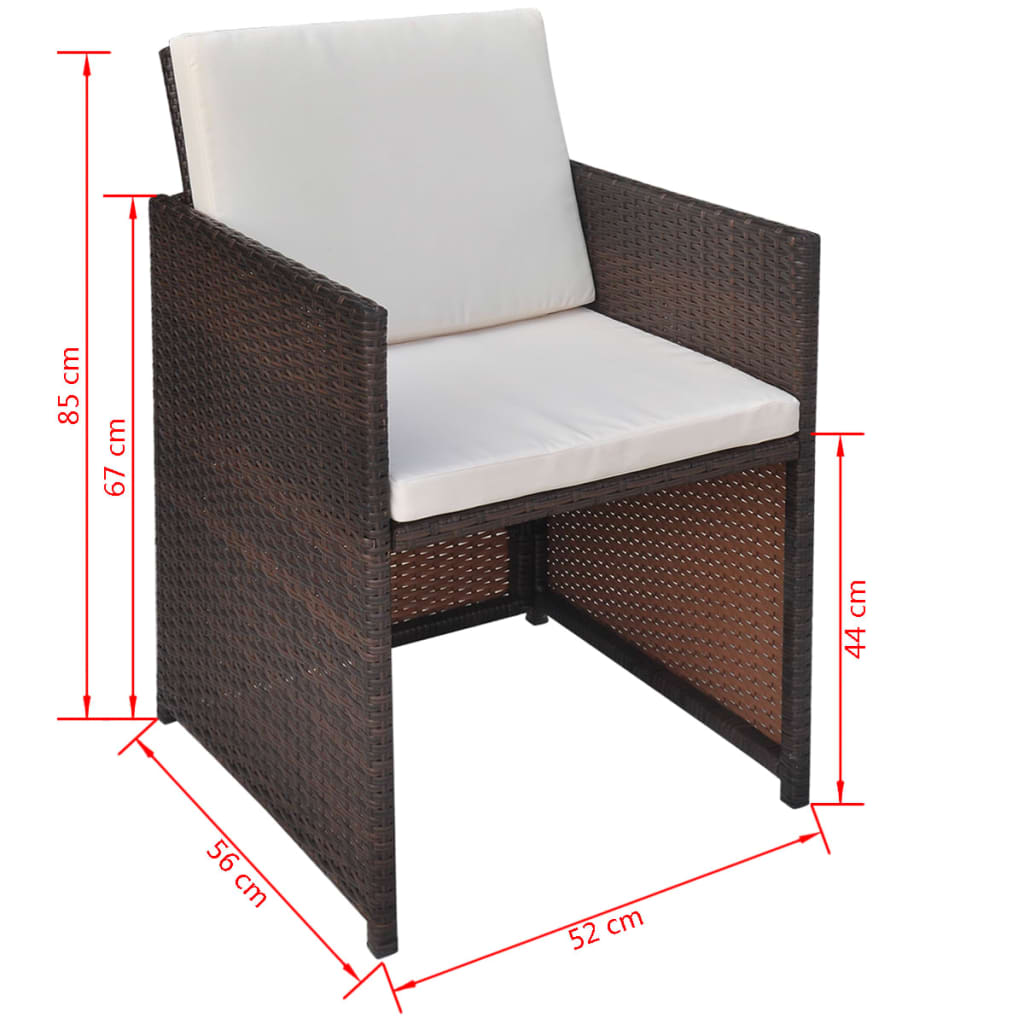 vidaXL Patio Chairs 2 Pcs for Garden with Cushions and Pillows Poly Rattan-19