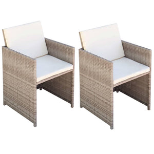 vidaXL Patio Chairs 2 Pcs for Garden with Cushions and Pillows Poly Rattan-2