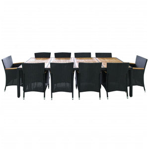 vidaXL Patio Dining Set Outdoor Dining Table and Chairs Poly Rattan Black-46