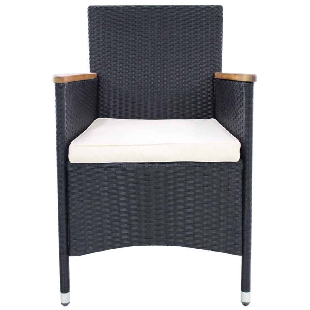 vidaXL Patio Chairs 2 pcs with Cushions Poly Rattan Black-2