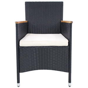 vidaXL Patio Chairs 2 pcs with Cushions Poly Rattan Black-2