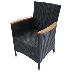 vidaXL Patio Chairs 2 pcs with Cushions Poly Rattan Black-3