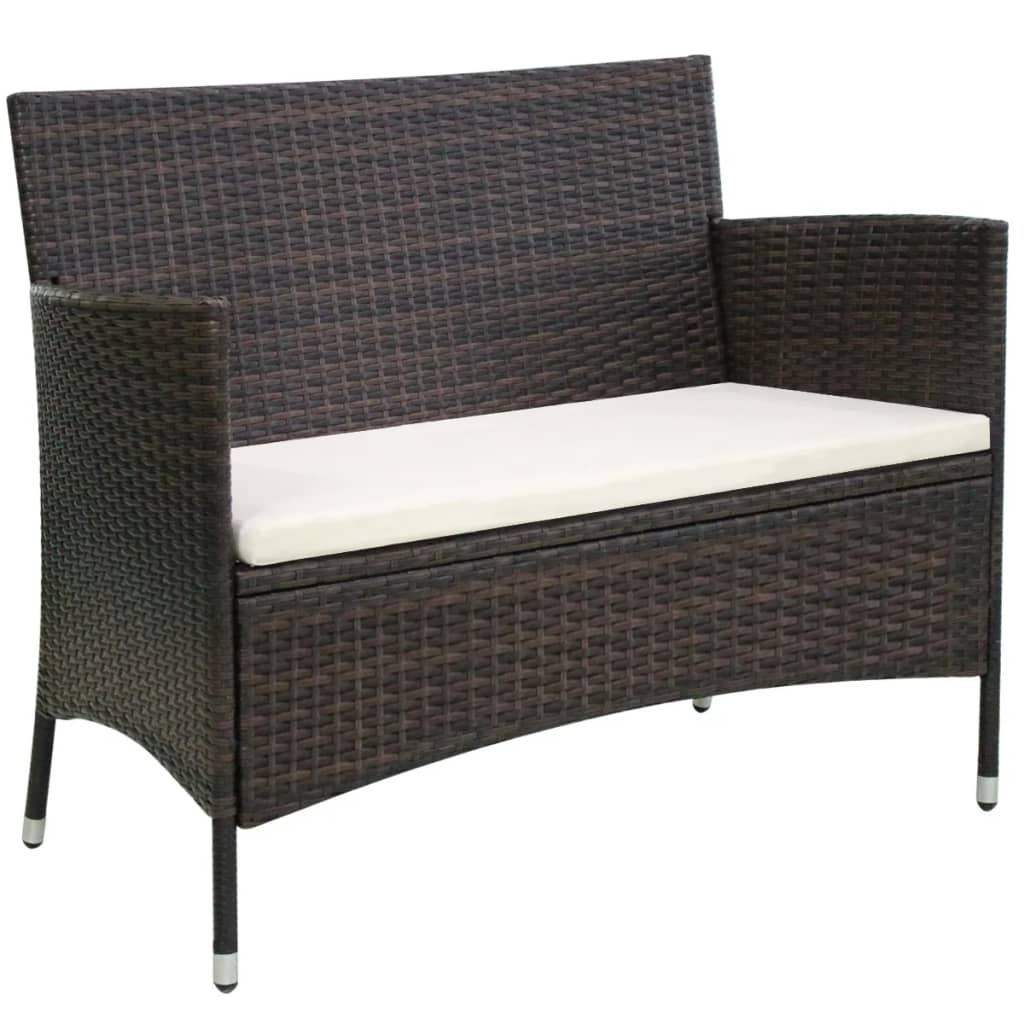 vidaXL Patio Bench 41.7" Poly Rattan Brown-7