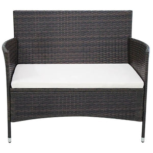 vidaXL Patio Bench 41.7" Poly Rattan Brown-13