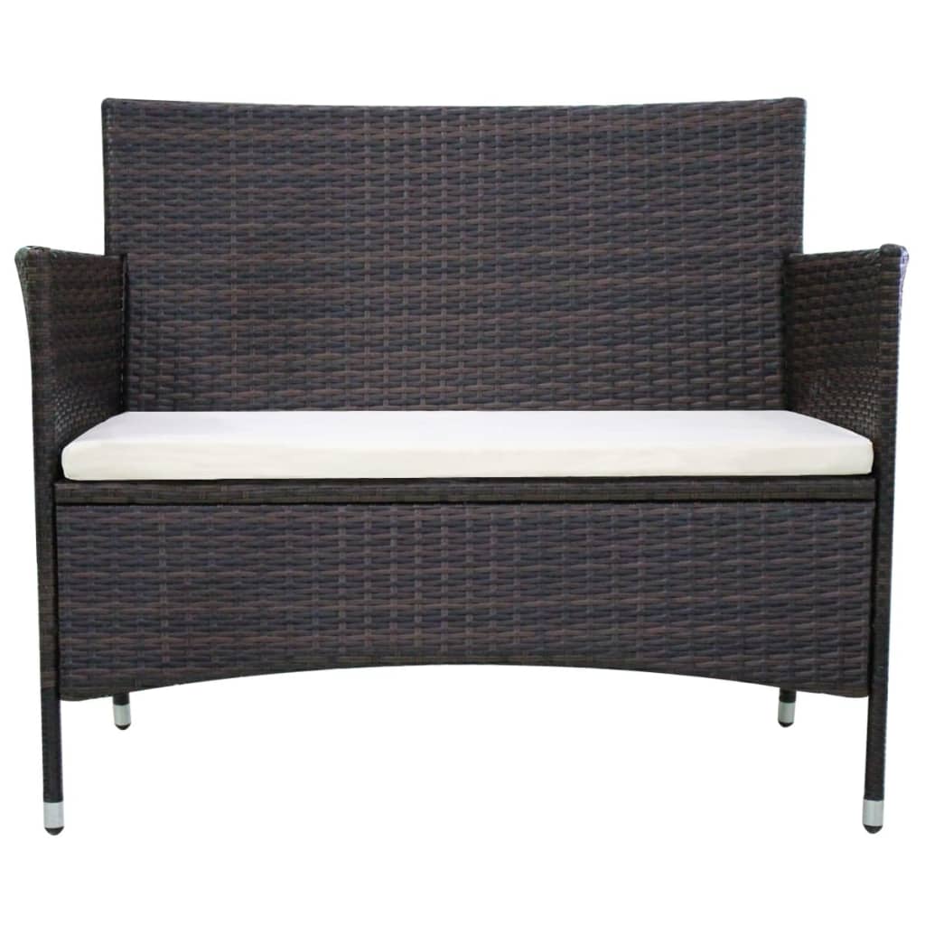 vidaXL Patio Bench 41.7" Poly Rattan Brown-15