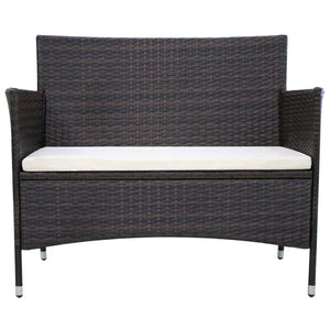 vidaXL Patio Bench 41.7" Poly Rattan Brown-15