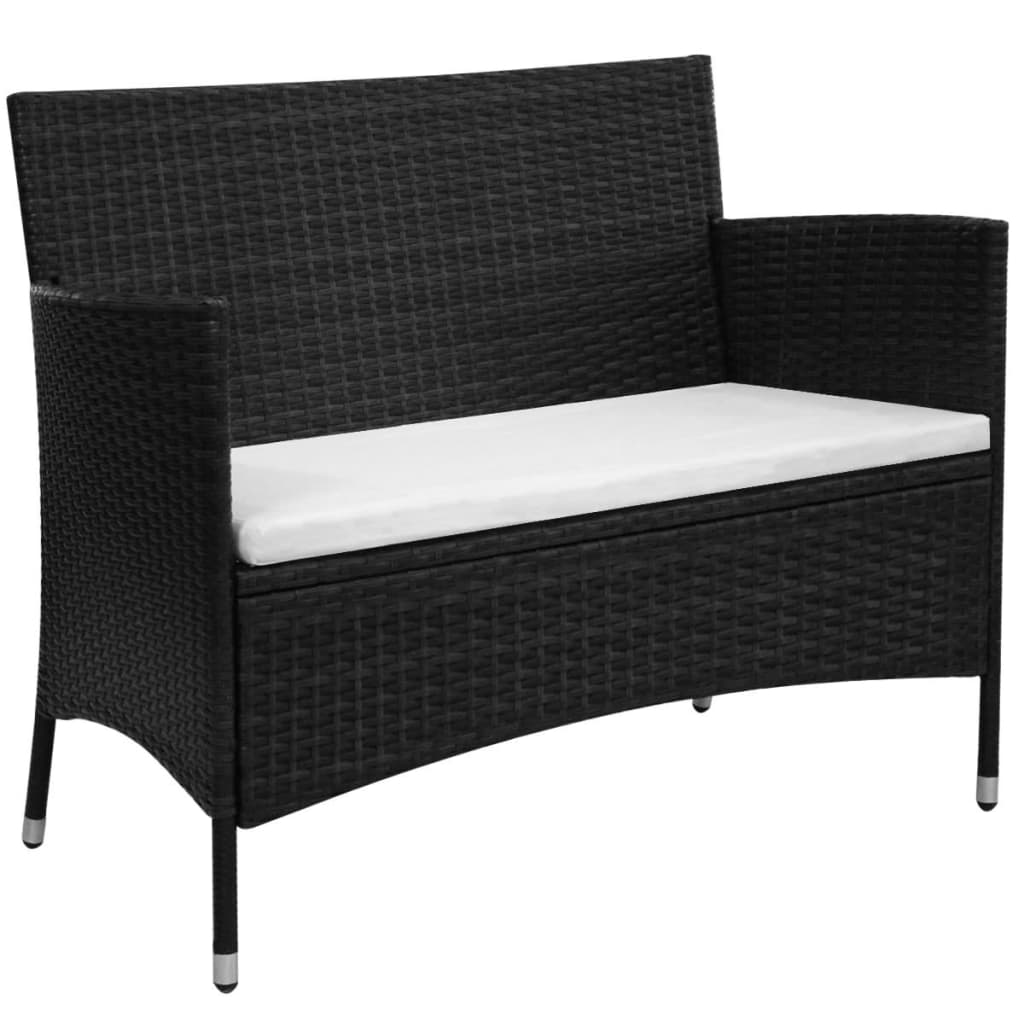 vidaXL Patio Bench 41.7" Poly Rattan Brown-2