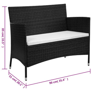 vidaXL Patio Bench 41.7" Poly Rattan Brown-14