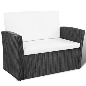 vidaXL Patio Lounge Set Sectional Sofa Set 4 Piece with Cushions Poly Rattan-34