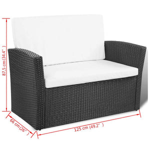 vidaXL Patio Lounge Set Sectional Sofa Set 4 Piece with Cushions Poly Rattan-28