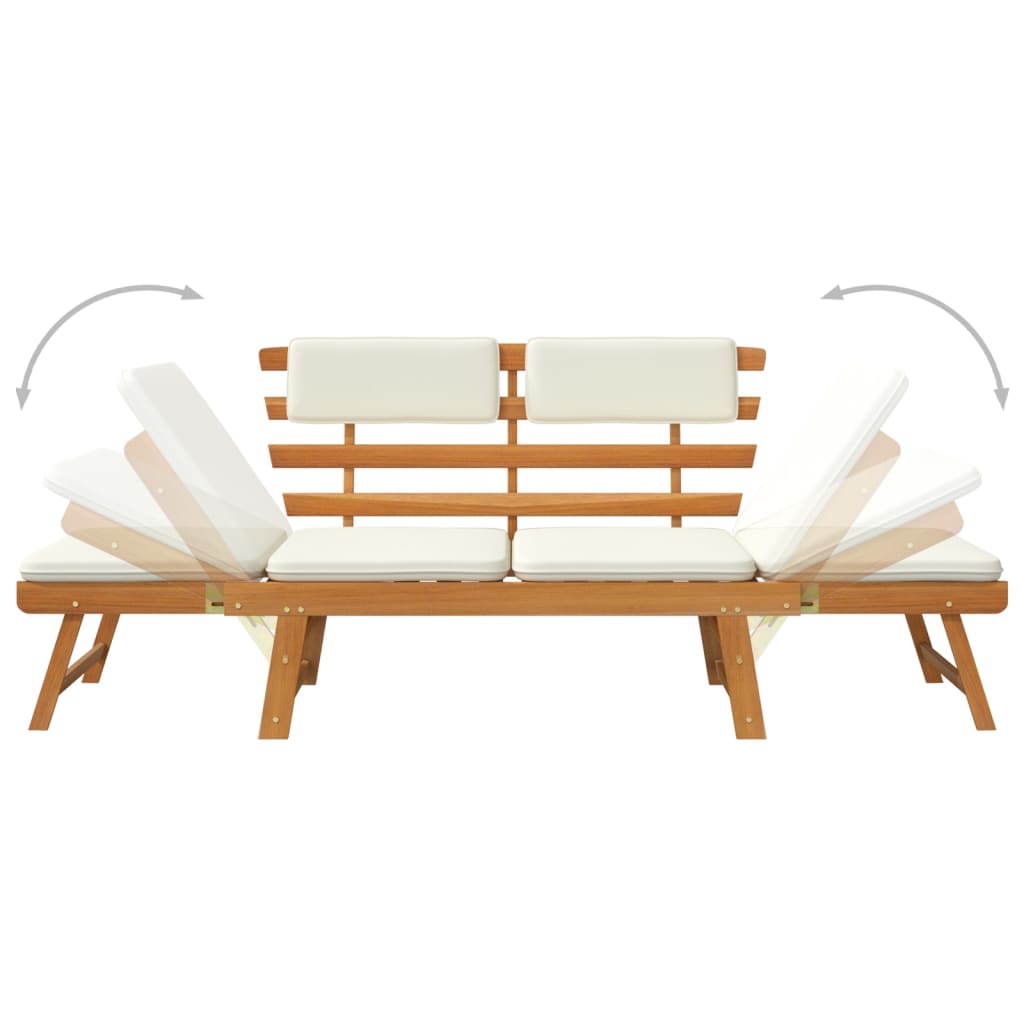 vidaXL Patio Bench Outdoor Garden Bench with Cushions 2-in-1 Solid Wood Acacia-1