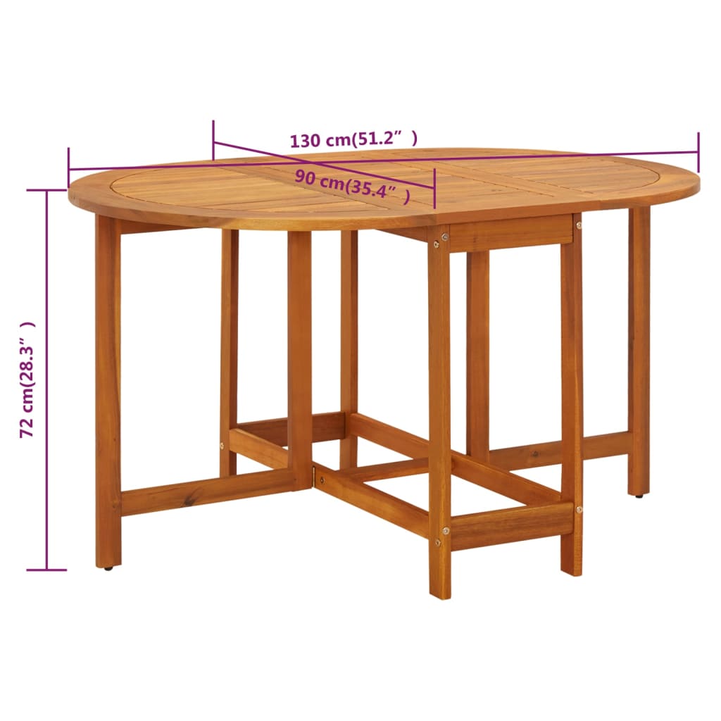 vidaXL Patio Table 51.1"x35.4"x28.3" Solid Acacia Wood-4