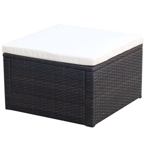 vidaXL Ottoman Outdoor Footstool for Backyard Garden Poolside Poly Rattan-1