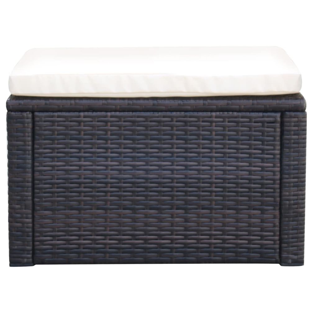 vidaXL Ottoman Outdoor Footstool for Backyard Garden Poolside Poly Rattan-3