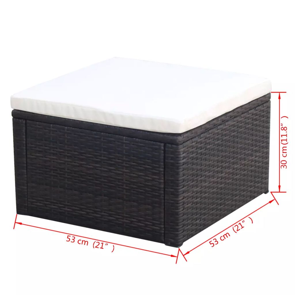 vidaXL Ottoman Outdoor Footstool for Backyard Garden Poolside Poly Rattan-13