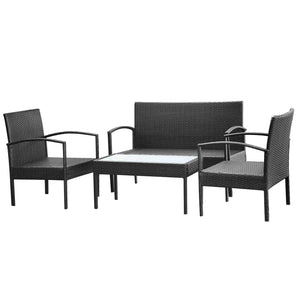 vidaXL Patio Furniture Set 4 Piece Outdoor Sofa with Coffee Table Poly Rattan-26