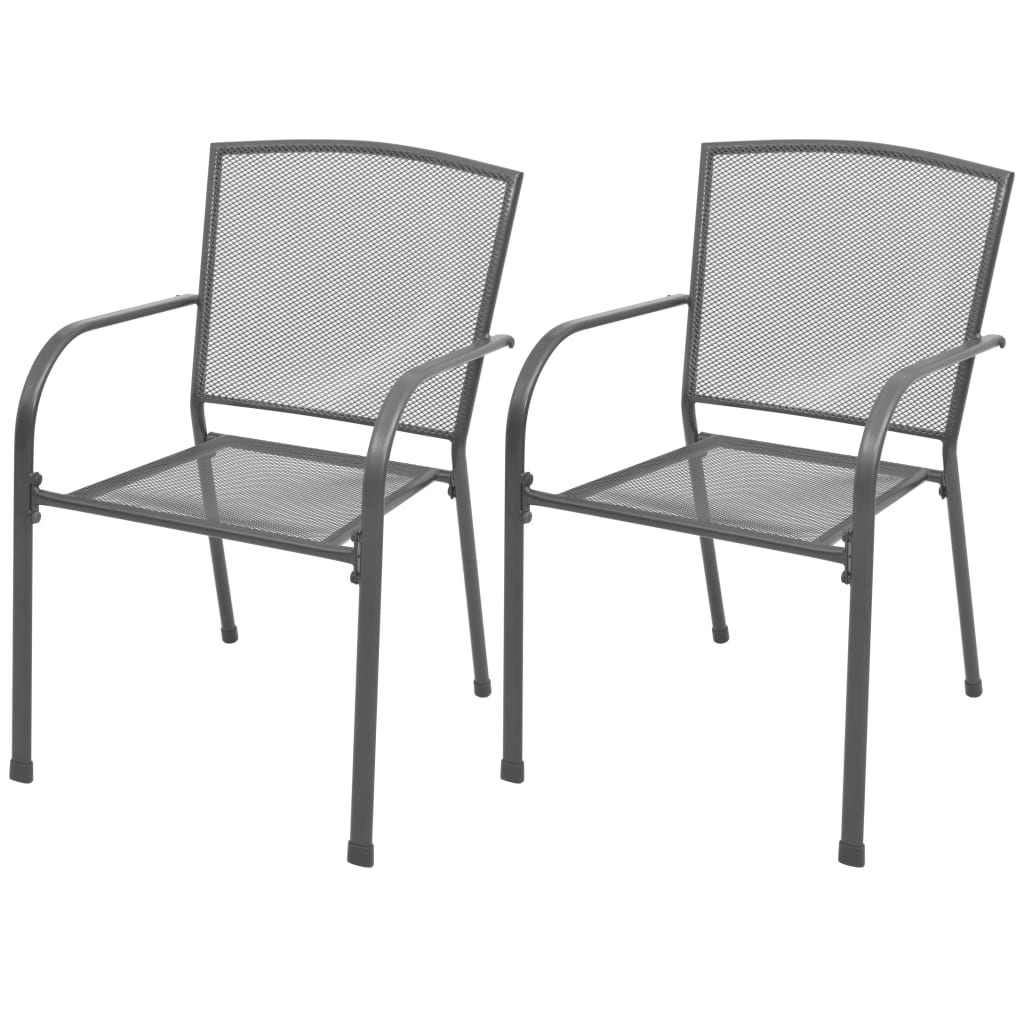 vidaXL 3 Piece Bistro Set Steel Anthracite-10