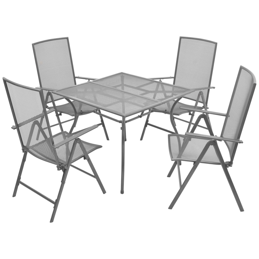 vidaXL 3 Piece Bistro Set with Folding Chairs Steel Anthracite-34