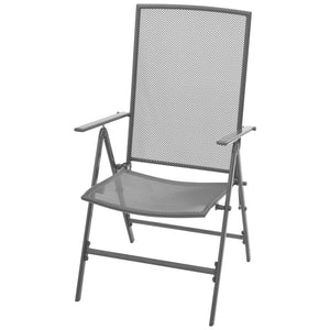 vidaXL 3 Piece Bistro Set with Folding Chairs Steel Anthracite-36