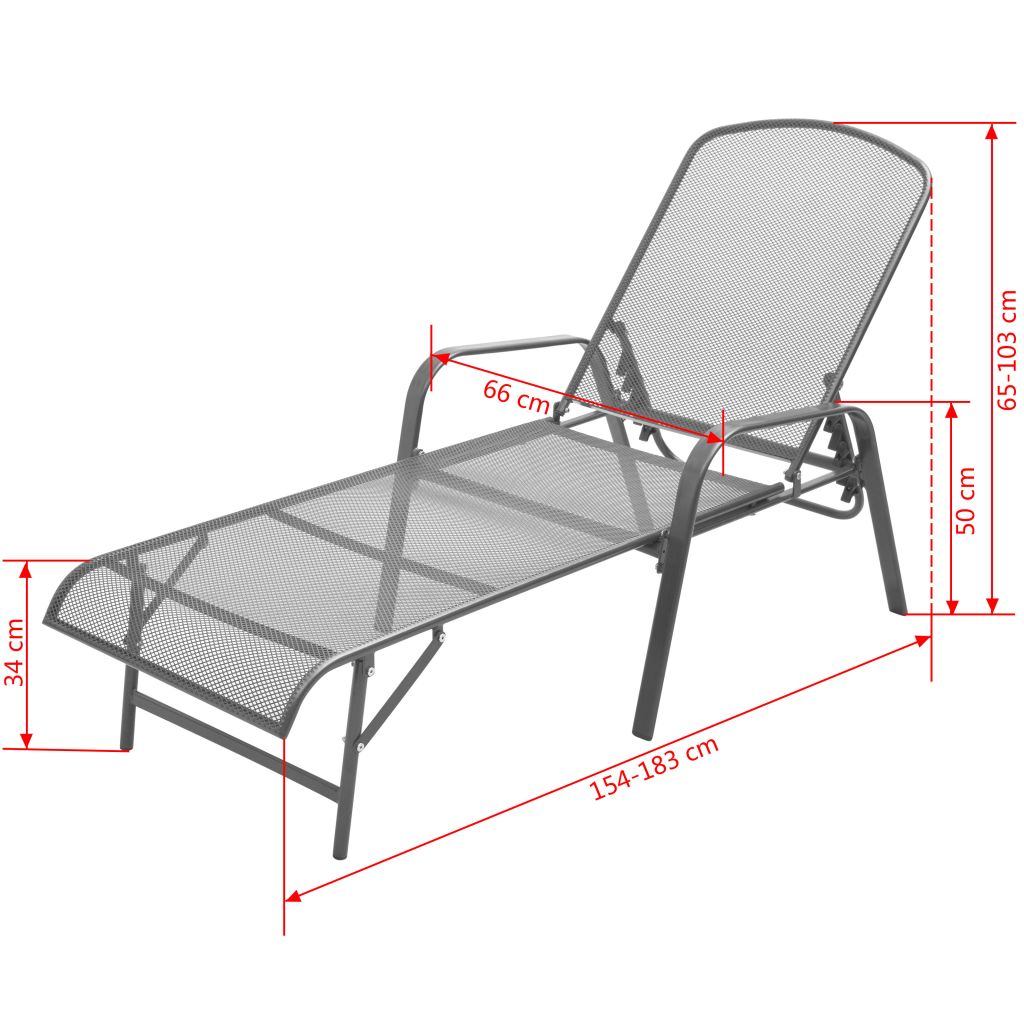 vidaXL Sun Lounger Steel Anthracite-7