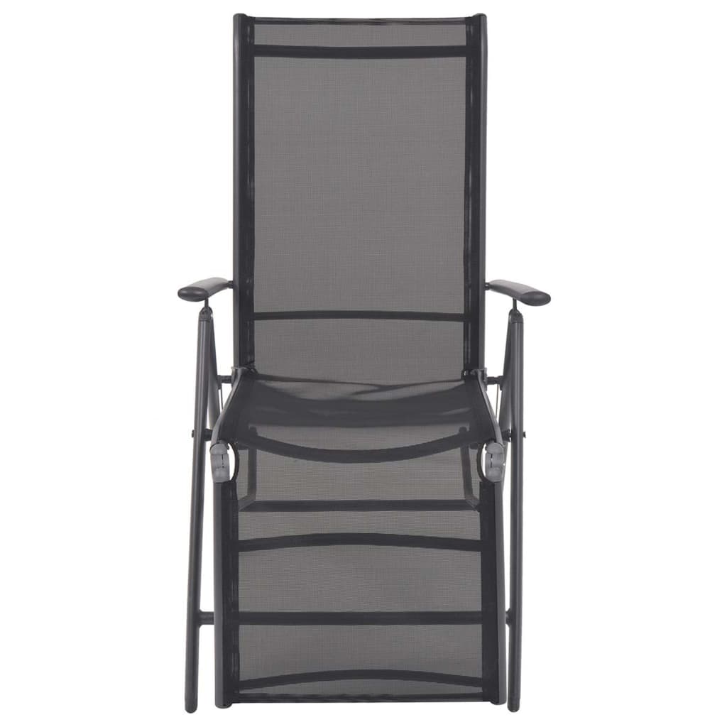 vidaXL Reclining Deck Chair Aluminum and Textilene Black-1