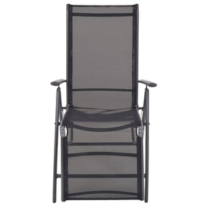 vidaXL Reclining Deck Chair Aluminum and Textilene Black-1