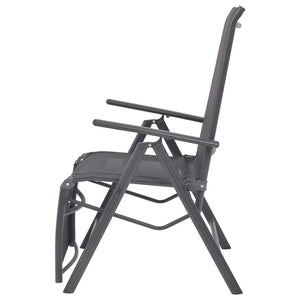 vidaXL Reclining Deck Chair Aluminum and Textilene Black-2