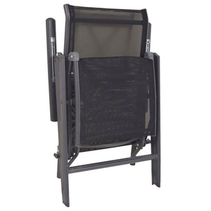 vidaXL Reclining Deck Chair Aluminum and Textilene Black-4